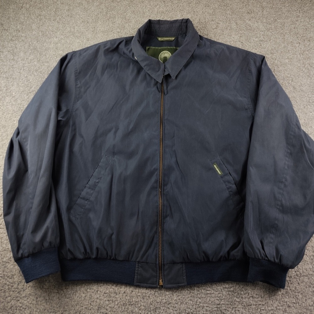 Weatherproof Harrington Jacket Mens Navy Blue Golf Bomber Large Preppy
